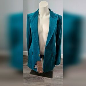 Authentic Gucci Turquoise Velvet Women's Blazer 44